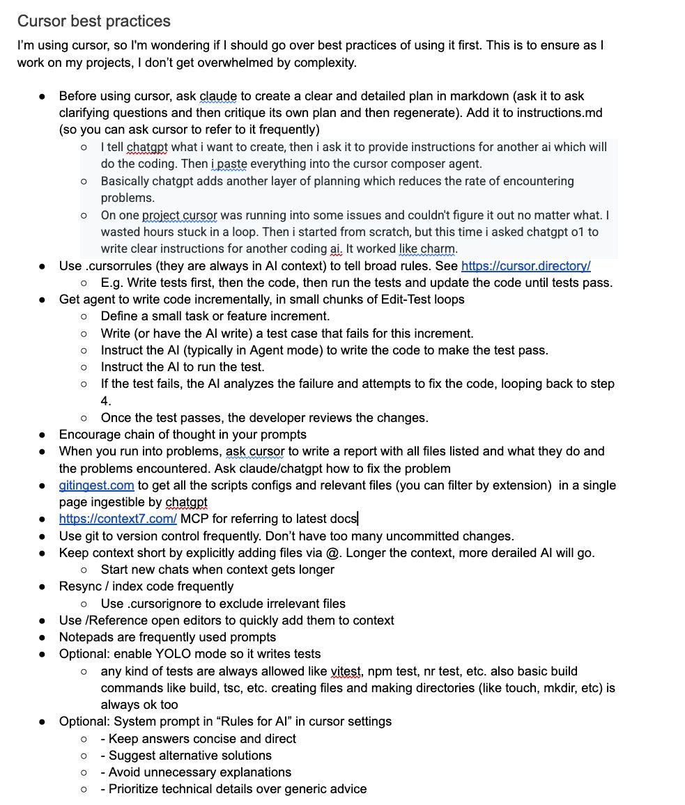 Cursor best practices